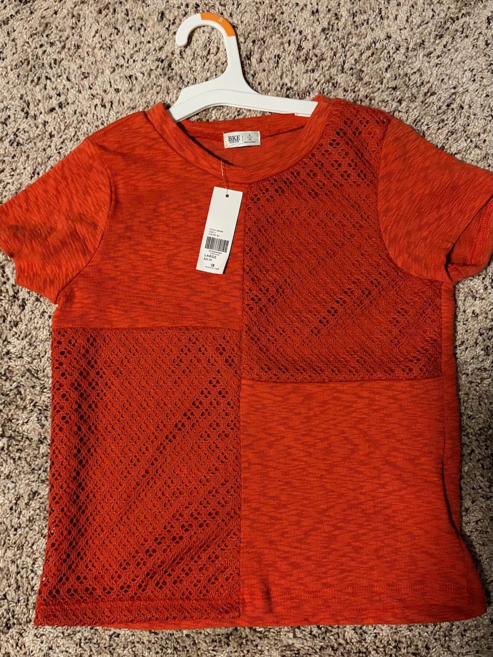 Girl’s BKE Rust Colored Lace Patchwork Short Sleeve Tee NWT